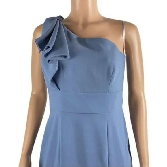 After Six Bow One-Shoulder Trumpet Gown Size 8 in Larkspur NWT MSRP$263 - Picture 7 of 14